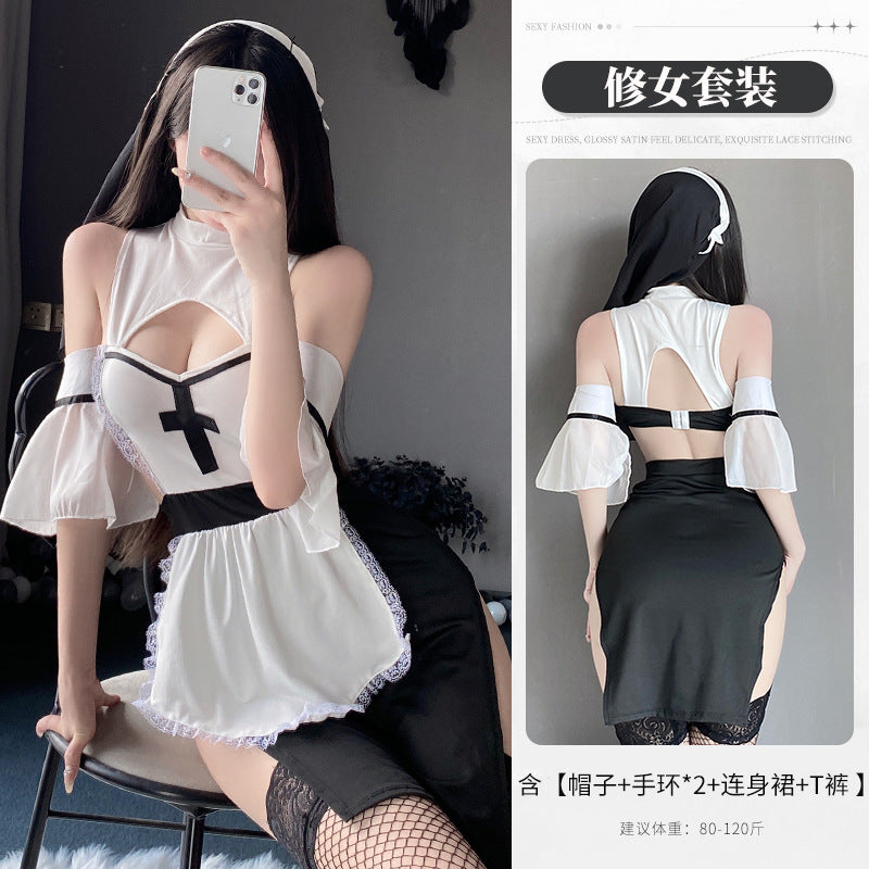 BT2833-性感內衣情趣內衣修女cos角色扮演制服誘惑免脫純欲床上戰袍激情套裝女睡衣睡裙