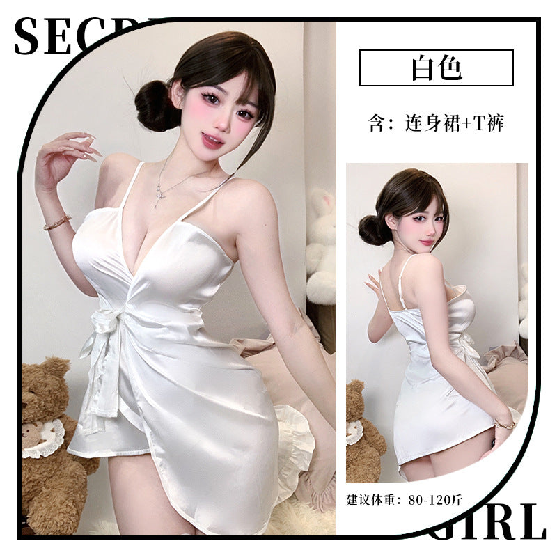 BS8252-性感睡衣深V系帶修身純欲吊帶睡裙純欲風火辣包臀家居服套裝女睡衣睡裙
