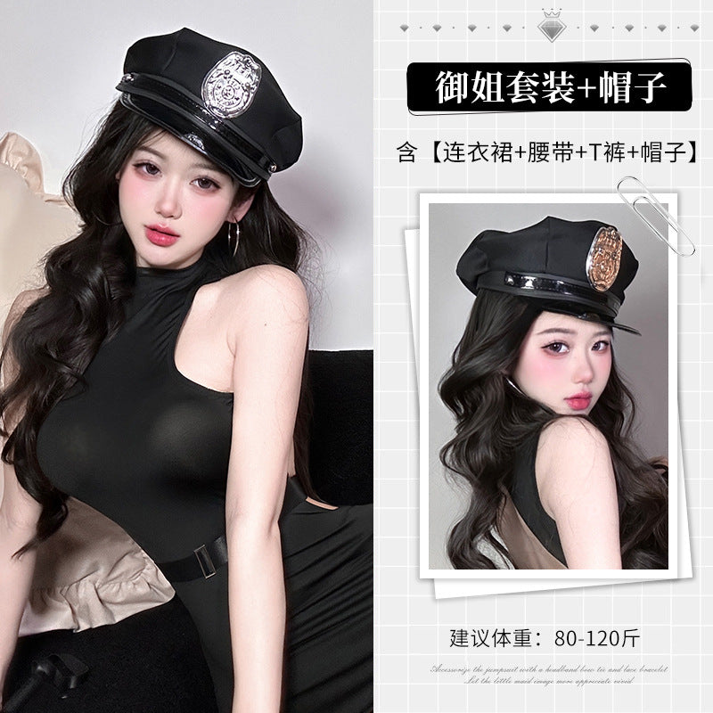 BS2179-性感情趣內衣女制服純欲掛脖露背透視火辣連體包臀裙女睡衣睡裙