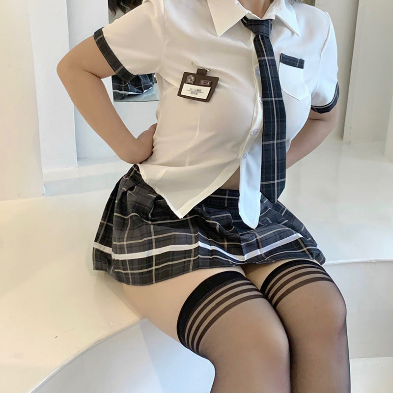 CT287-大碼情趣內衣校園jk制服誘惑角色扮演純欲襯衫短裙女睡衣睡裙