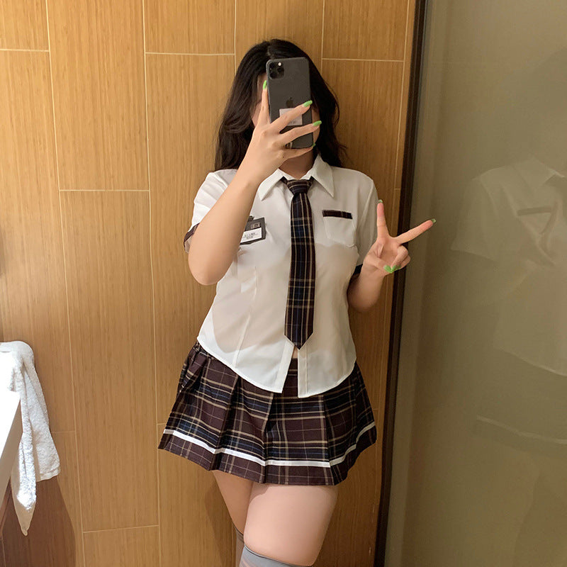 CT287-大碼情趣內衣校園jk制服誘惑角色扮演純欲襯衫短裙女睡衣睡裙