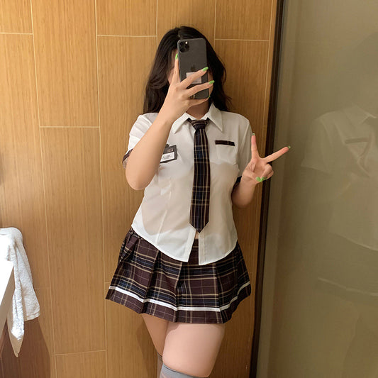 CT287-大碼情趣內衣校園jk制服誘惑角色扮演純欲襯衫短裙女睡衣睡裙