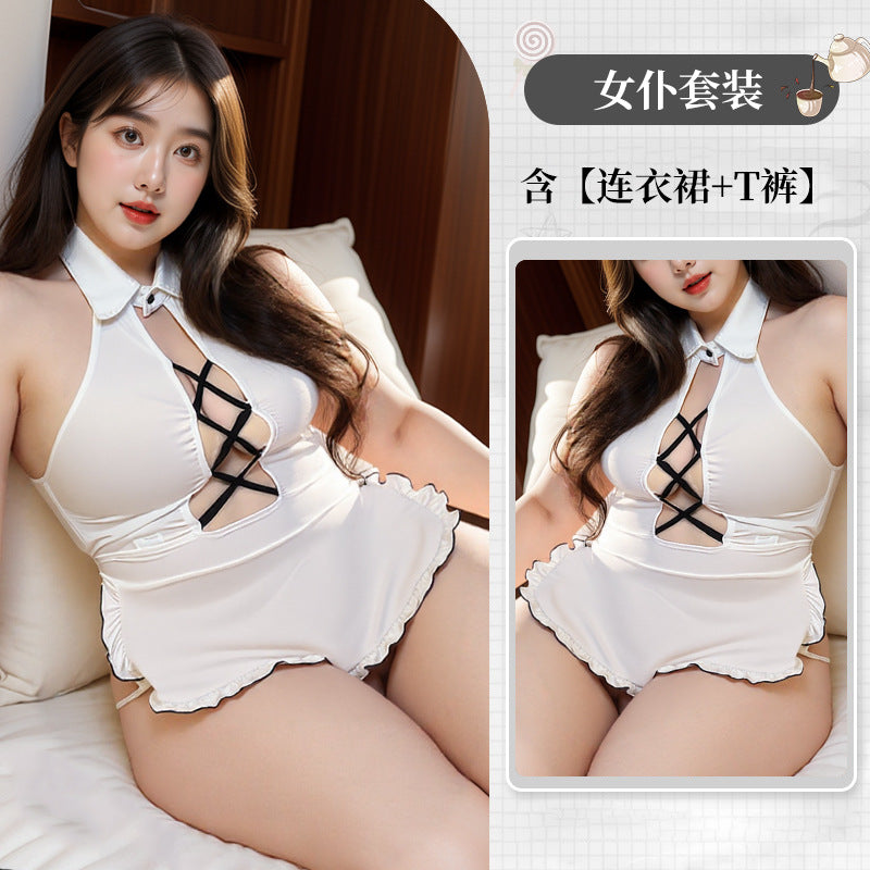 BT2151-2性感內衣女僕cos撩欲免脫套裝情趣內衣胖MM大碼露胸免脫誘惑女睡衣睡裙