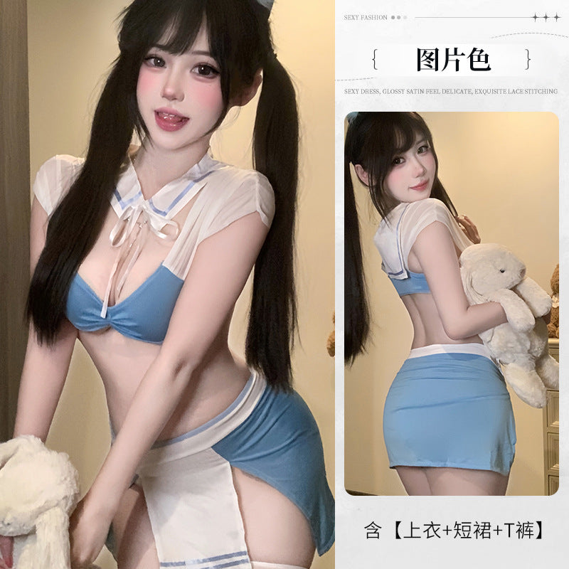 BS2952-情趣內衣甜美性感學院風制服套裝調情性趣露胸免脫誘惑套裝女睡衣睡裙