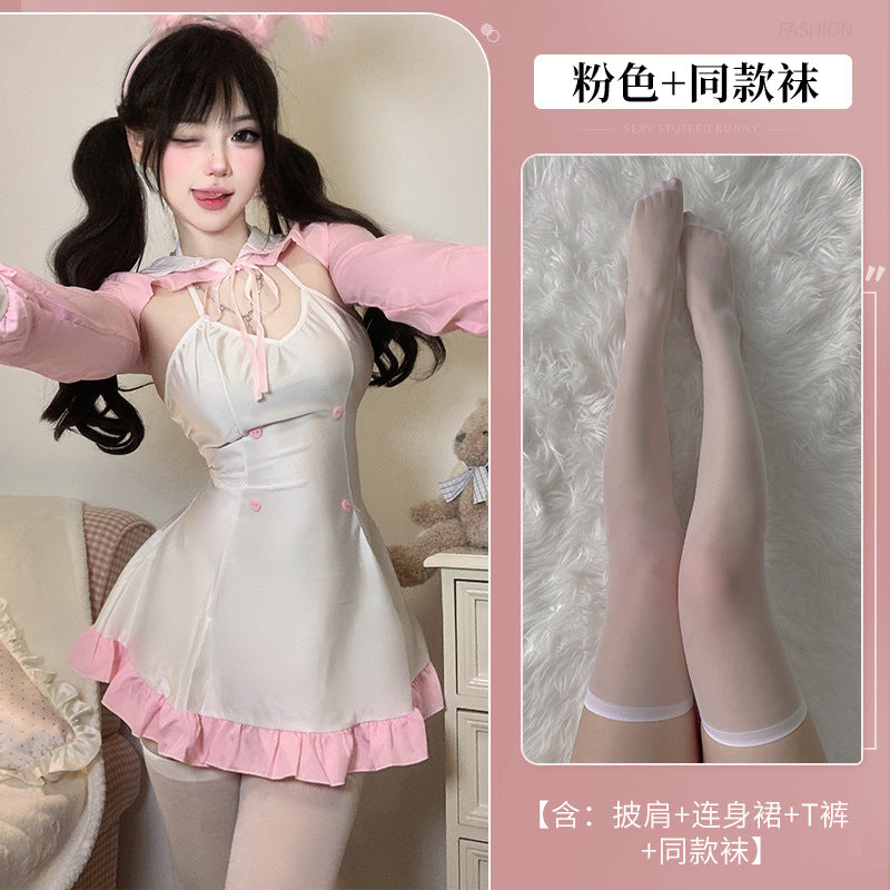 BT2746-俏皮甜心女僕套裝露溝制服睡衣誘惑調情裸臀免脫情趣內衣套裝女睡衣睡裙