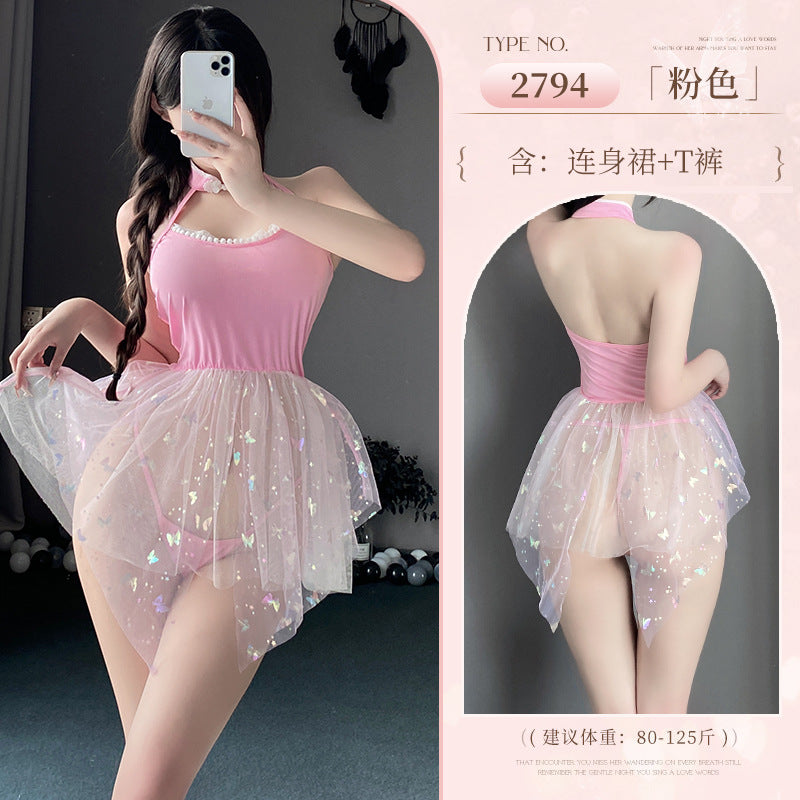 BT2794-性感內衣情趣內衣女僕角色扮演純欲甜美俏皮蝴蝶亮片公主裙制服女睡衣女睡裙套裝