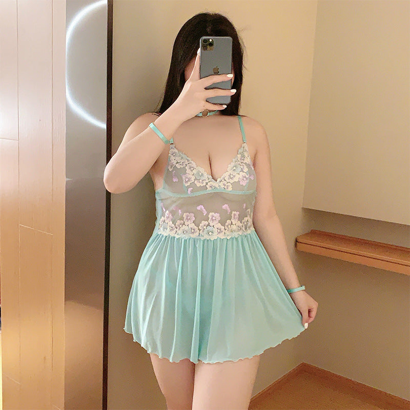 CS339-大碼情趣內衣火辣激情風蕾絲刺繡睡裙胖美眉女睡衣睡裙