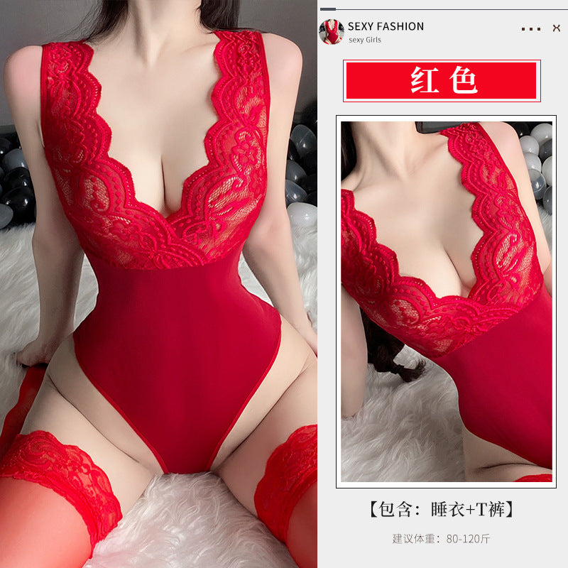 BS8619-性感情趣內衣女透視純欲蕾絲睡衣誘惑激情制服套裝連體衣女睡衣睡裙