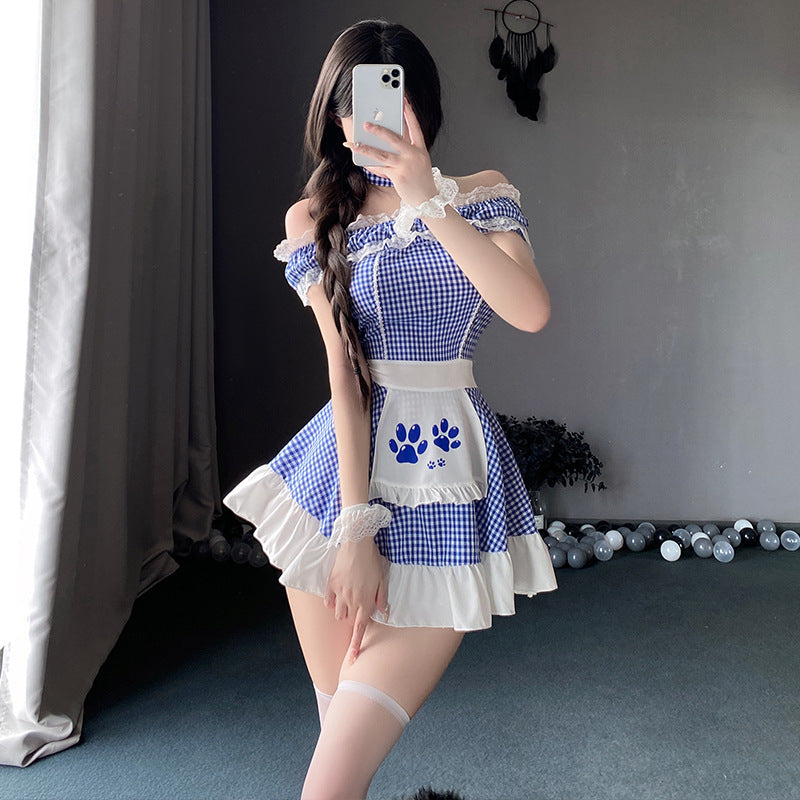 BT2782-性感內衣情趣內衣女純欲風格子女僕角色扮演免脫激情床上女睡衣制服套裝睡裙