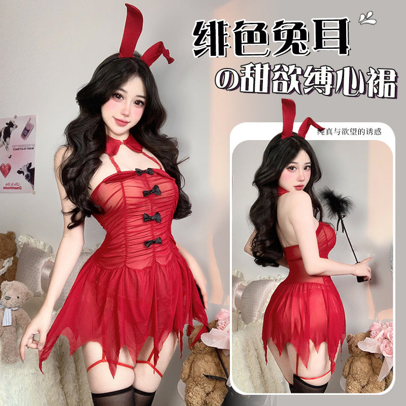 BT2962-性感情趣內衣純欲吊帶睡裙清透純欲風誘惑網紗睡衣免脫睡裙睡衣