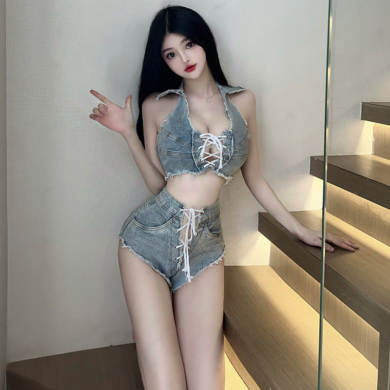 BT2856-性感內衣情趣內衣角色扮演激情睡衣戰袍制服誘惑床上火辣牛仔褲女睡衣