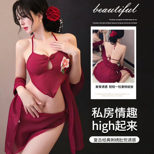 【A-1552】情趣內衣性感網紗純欲風漢服角色扮演肚兜系帶誘惑裝女睡衣睡裙