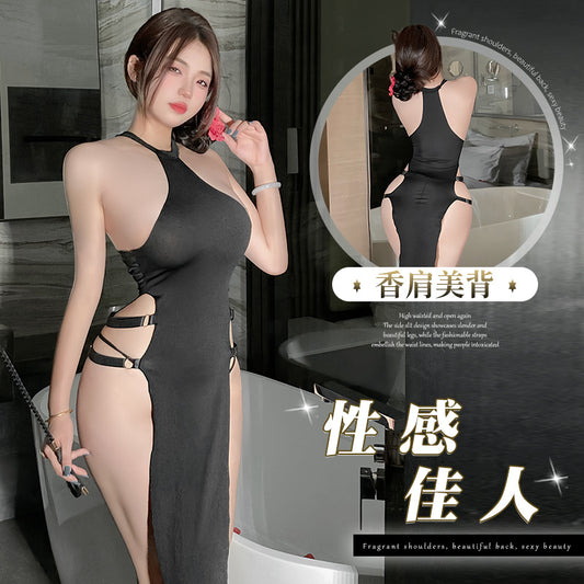 BT8424-性感內衣情趣內衣純欲高開叉長裙旗袍女睡衣火辣激情制服套裝睡裙