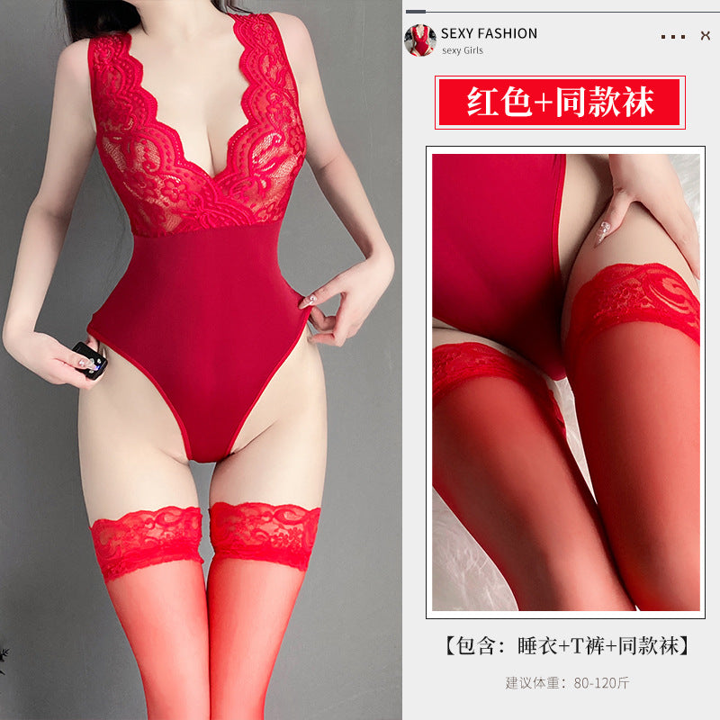 BS8619-性感情趣內衣女透視純欲蕾絲睡衣誘惑激情制服套裝連體衣女睡衣睡裙
