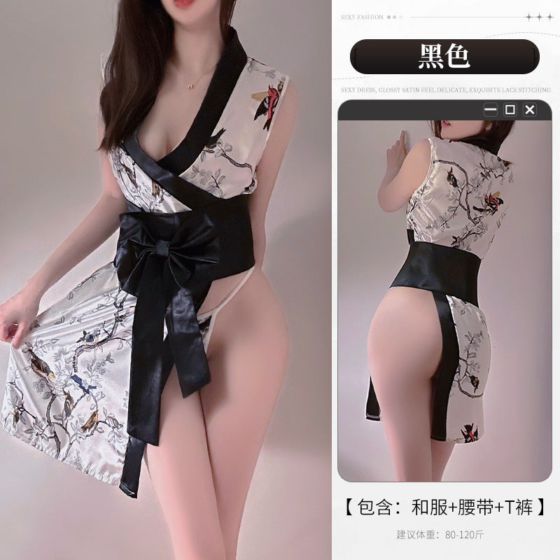 BT8334-性感內衣情趣内衣和服蝴蝶复古旗袍性感蕾丝古典纯欲制服套装女睡衣睡裙
