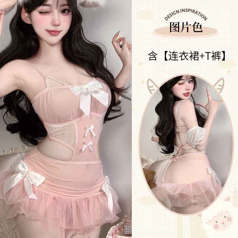 BT2813-性感情趣內衣露胸透視誘惑裸背系帶可愛女僕角色扮演制服套裝女睡衣睡裙