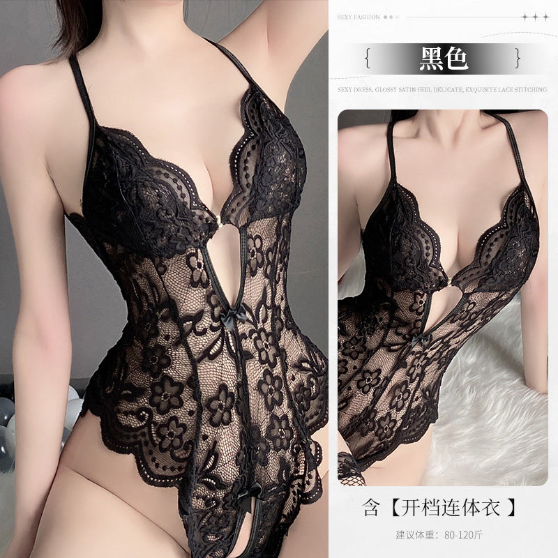 BS8230-性感內衣情趣內衣純欲蕾絲誘惑開檔連體衣女火辣透視女睡衣免脫睡裙