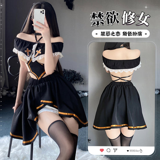 BT2836-性感內衣情趣內衣角色扮演修女制服誘惑約會戰袍激情套裝女睡衣睡裙