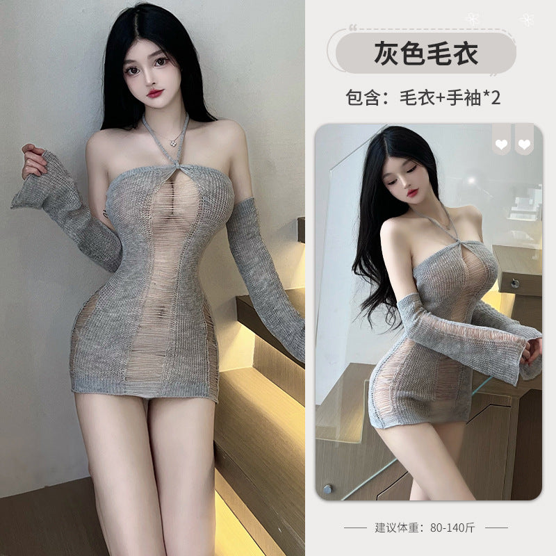 BS2852-性感露背大碼毛衣性感情趣內衣制服角色扮演誘惑調情免脫女睡衣