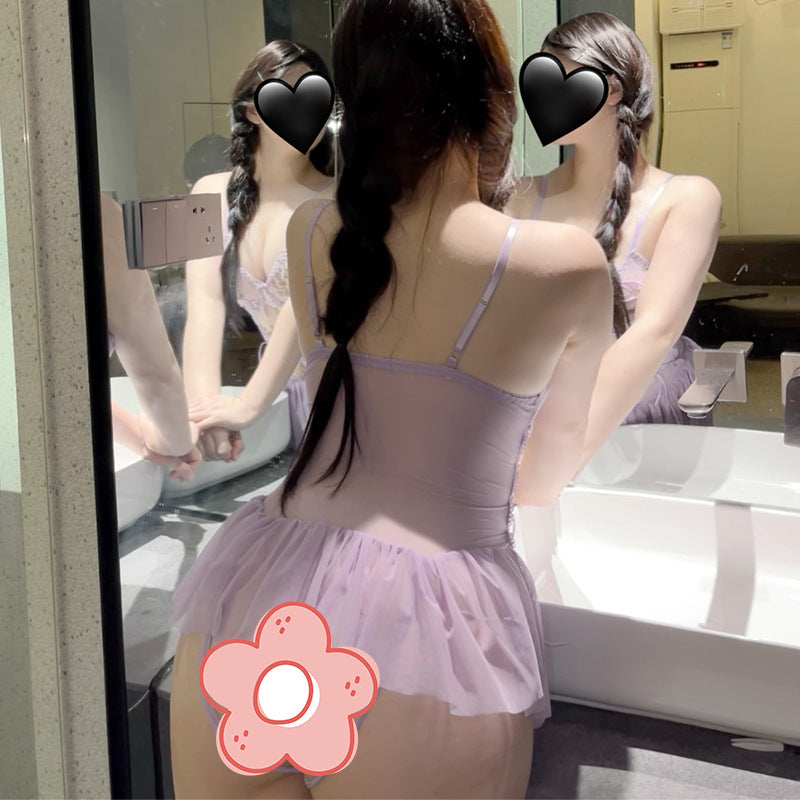 CS425-大碼胖妹妹性感睡裙碎花誘惑火辣俏皮女睡衣睡裙