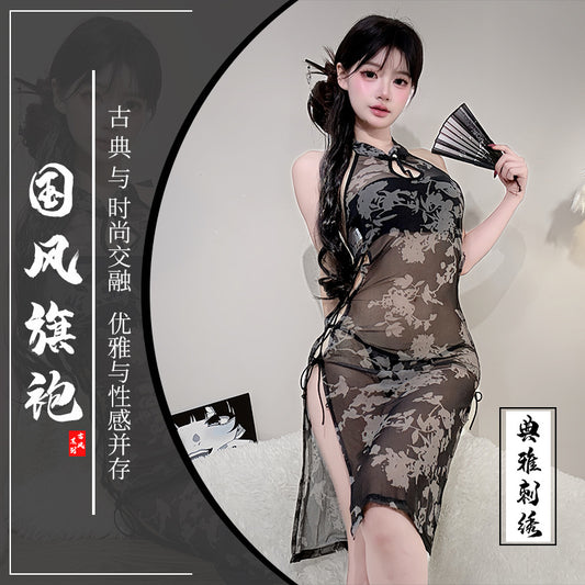 BT8370-性感情趣內衣國風旗袍純欲誘惑免脫復古鏤空美背裙子制服套裝女睡衣睡裙