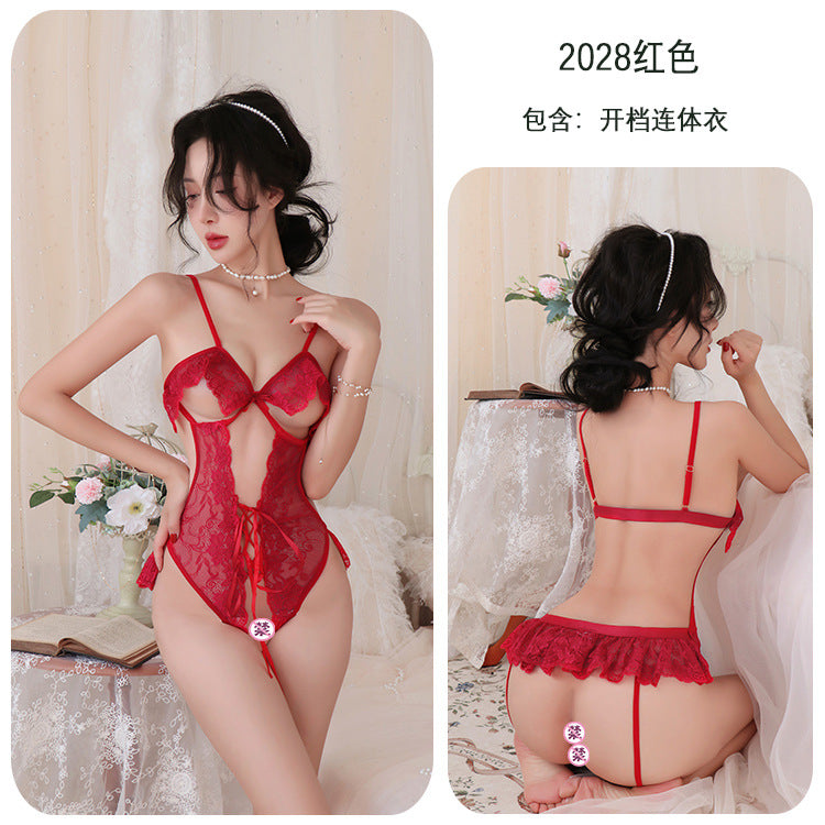 【A-2028】性感內衣情趣內衣性感蕾絲開襠連體衣激情免脫火辣透視女睡衣睡裙