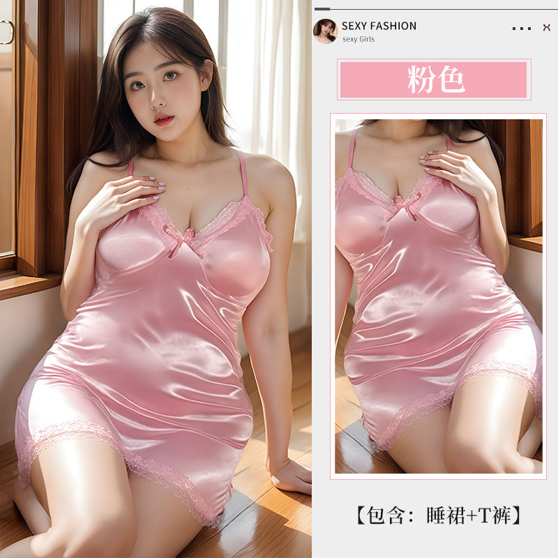 BS3550-性感情趣內衣純欲風吊帶睡裙女薄款蕾絲開叉大碼睡衣睡裙