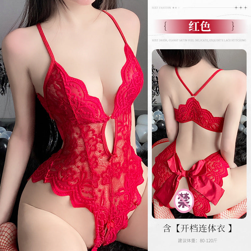 BS8230-性感內衣情趣內衣純欲蕾絲誘惑開檔連體衣女火辣透視女睡衣免脫睡裙