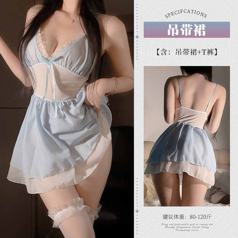 BS2886-性感內衣情趣內衣性感透視吊帶短裙誘惑純欲風蕾絲女睡衣床上套裝女睡裙