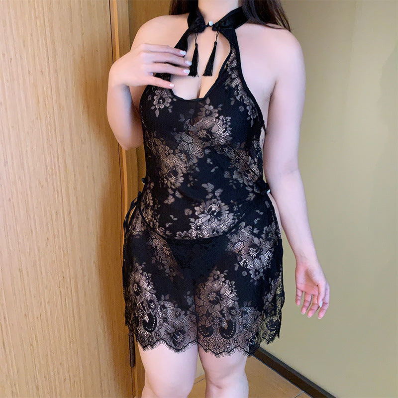 CT324-大碼情趣內衣旗袍制服誘惑蕾絲透視胖mm睡衣激情套裝女睡衣睡裙