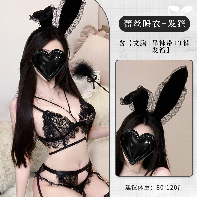 BS2122-性感情趣內衣純欲深v露腰誘惑激情捆綁火辣三點蕾絲免脫套裝女睡衣睡裙