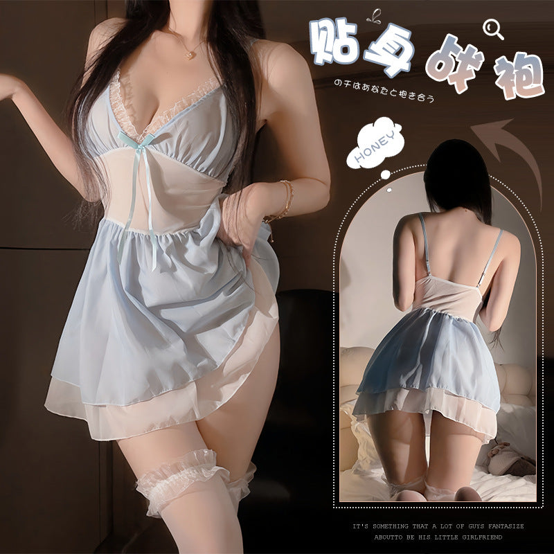 BS2886-性感內衣情趣內衣性感透視吊帶短裙誘惑純欲風蕾絲女睡衣床上套裝女睡裙