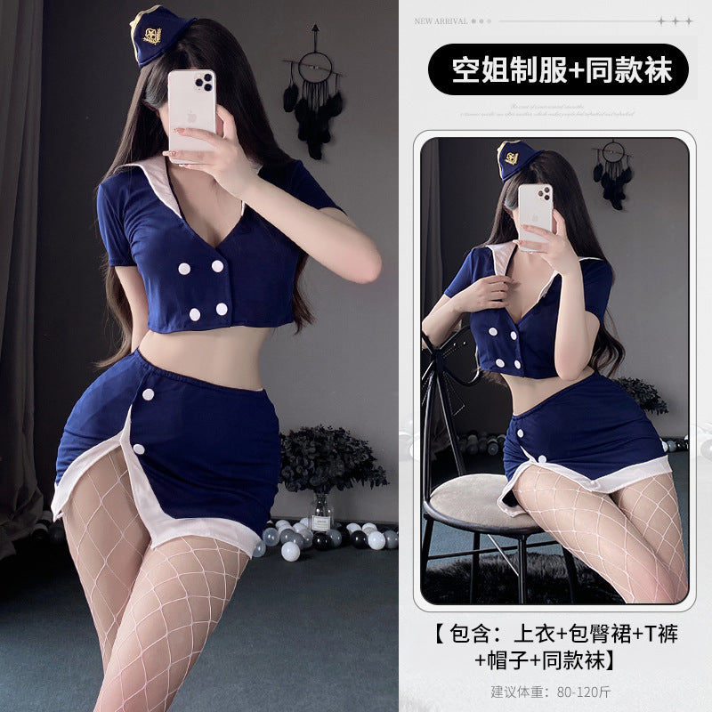 BT2744-性感內衣情趣内衣女睡衣角色扮演性感空姐制服诱惑火辣战袍激情女睡衣