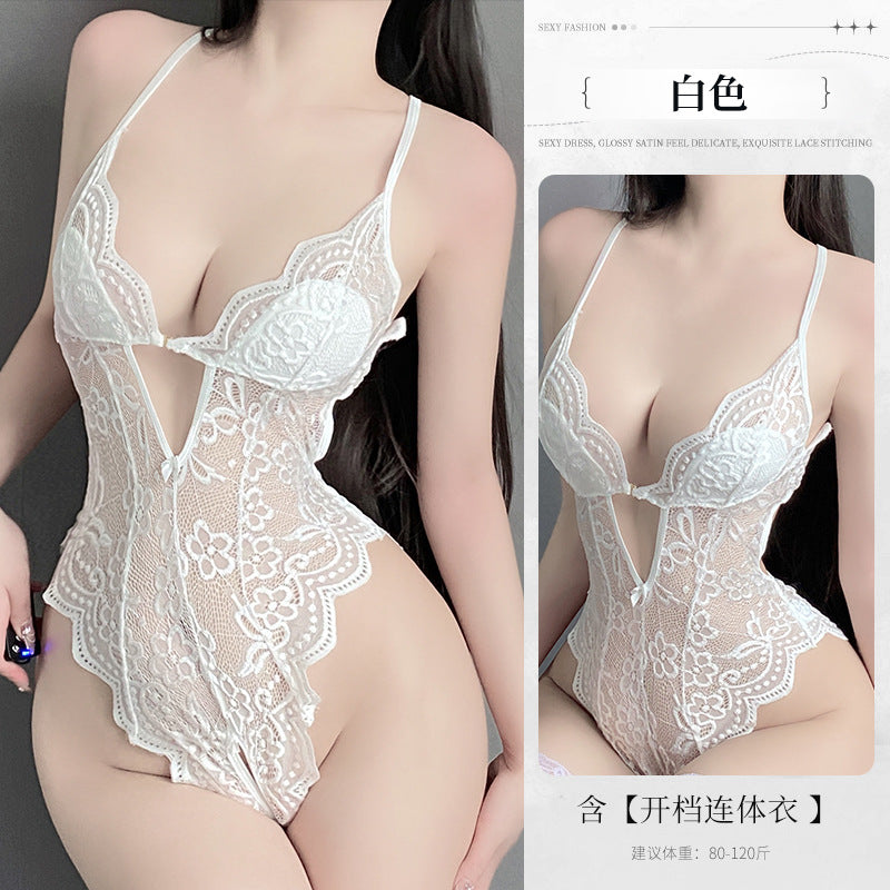 BS8230-性感內衣情趣內衣純欲蕾絲誘惑開檔連體衣女火辣透視女睡衣免脫睡裙