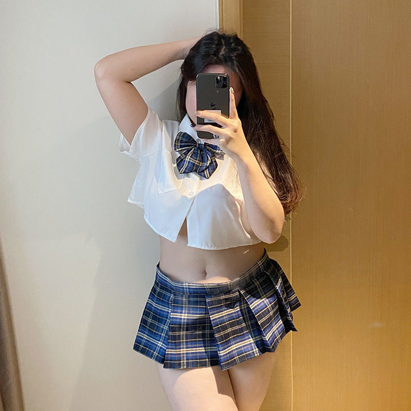 CT266-大碼情趣內衣純欲學生jk制服襯衫短裙胖MM激情套裝女睡衣睡裙