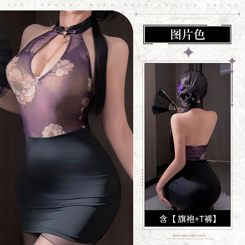 BT8377-性感情趣內衣秘書夜店辣妹旗袍緊身包臀短裙國風免脫制服誘惑女睡衣睡裙