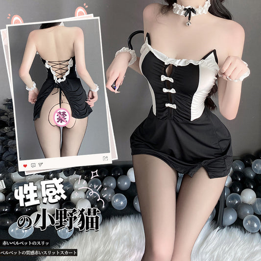 BT8227-性感內衣情趣內衣女角色扮演純欲風猫女郎誘惑露臀開檔免脫cos女僕裝女睡衣睡裙