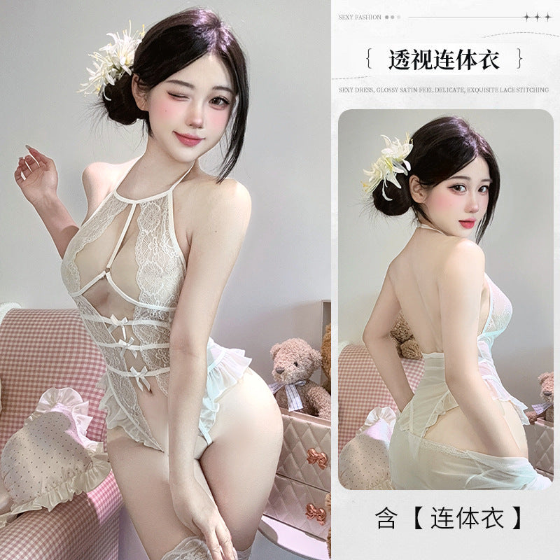 BS6511-情趣內衣性感蕾絲連體睡衣開襠免脫火辣誘惑挑逗透視睡裙套裝女睡衣睡裙