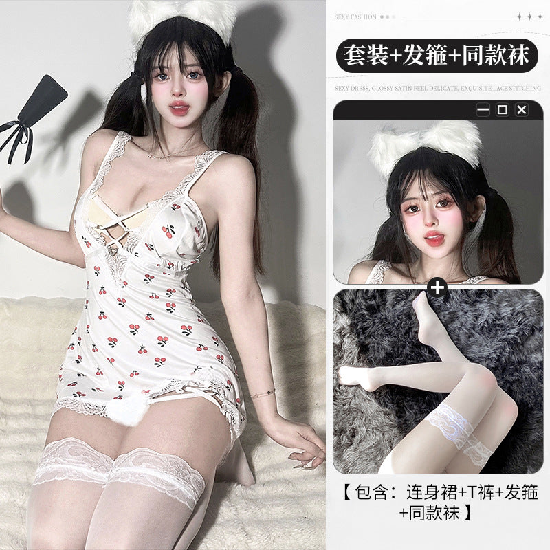 BS8341-性感內衣情趣內衣女純欲風碎花吊帶蕾絲睡裙床上大碼睡衣套裝女睡衣睡裙