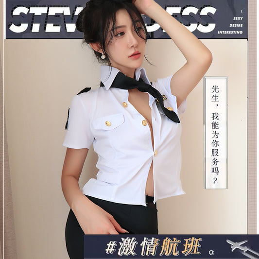 【A-1265】【之前有PO】--性感內衣情趣內衣火辣角色扮演女警性感OL禦姐風空姐包臀裙女睡裙