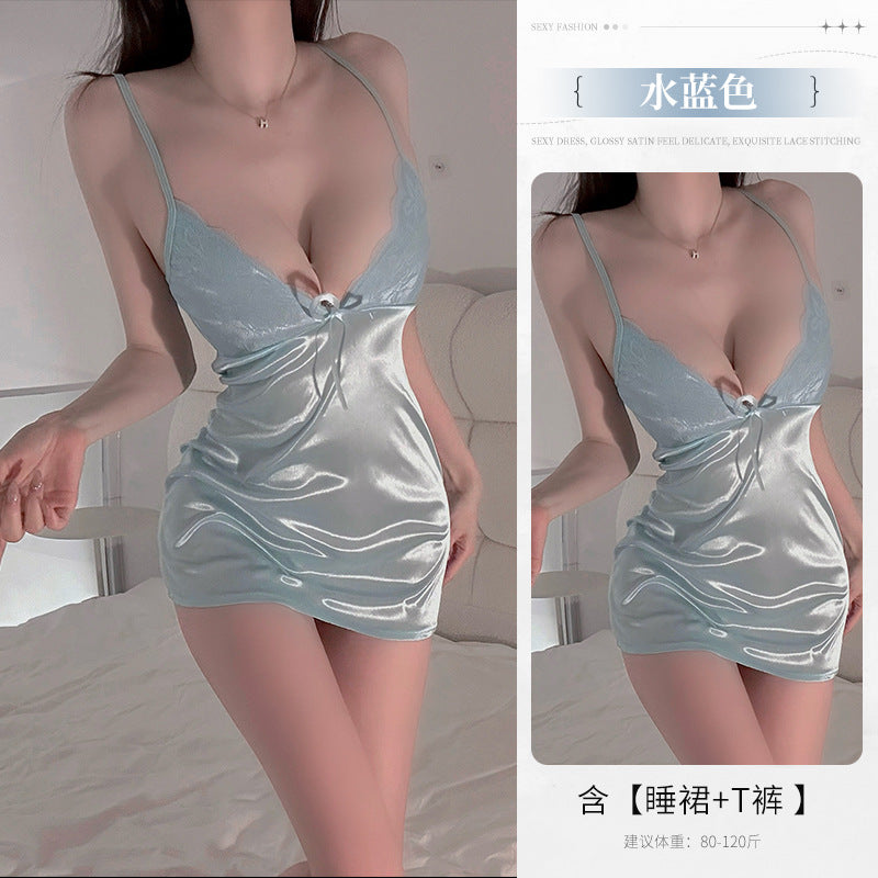 BS8237-性感內衣情趣內衣女純欲風吊帶睡裙薄款蕾絲心機包臀女睡衣套裝睡裙