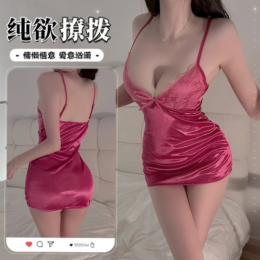 BS8237-性感內衣情趣內衣女純欲風吊帶睡裙薄款蕾絲心機包臀女睡衣套裝睡裙