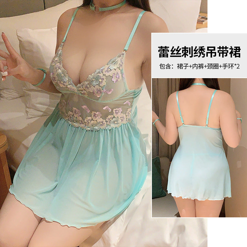 CS339-大碼情趣內衣火辣激情風蕾絲刺繡睡裙胖美眉女睡衣睡裙