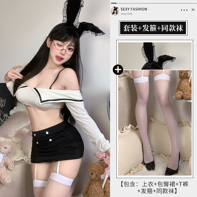 BT2894-性感情趣內衣女純欲秘書兔女郎制服誘惑挑逗COS制服免脫套裝女睡衣睡裙