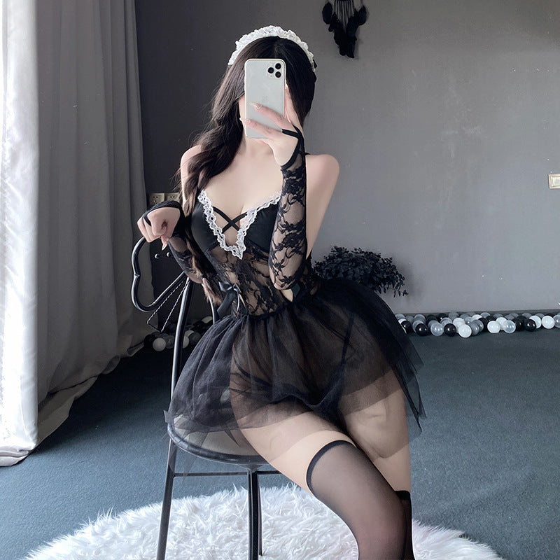BT2817-性感內衣情趣內衣純欲蕾絲女僕角色扮演誘惑網紗透視女傭激情免脫套裝女睡衣睡裙