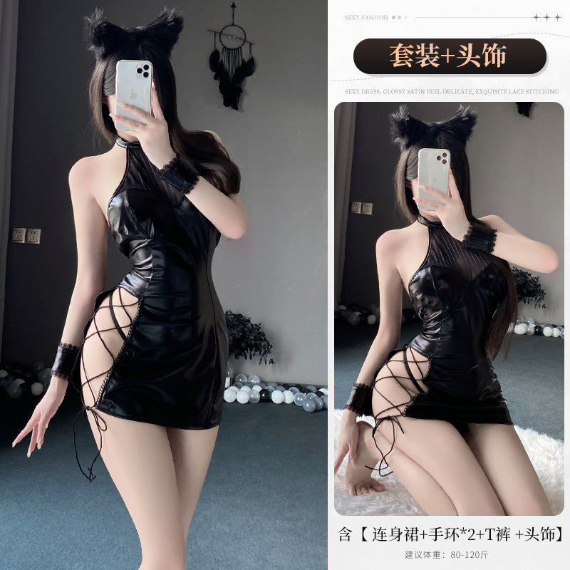 BT2870-性感內衣情趣內衣純欲緊身性感皮衣sm激情免脫制服套裝女睡衣睡裙