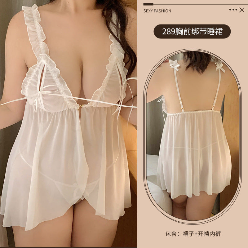 CS289-大碼情趣內衣性感純欲風透視小胸睡衣套裝胖mm200斤女睡衣睡裙