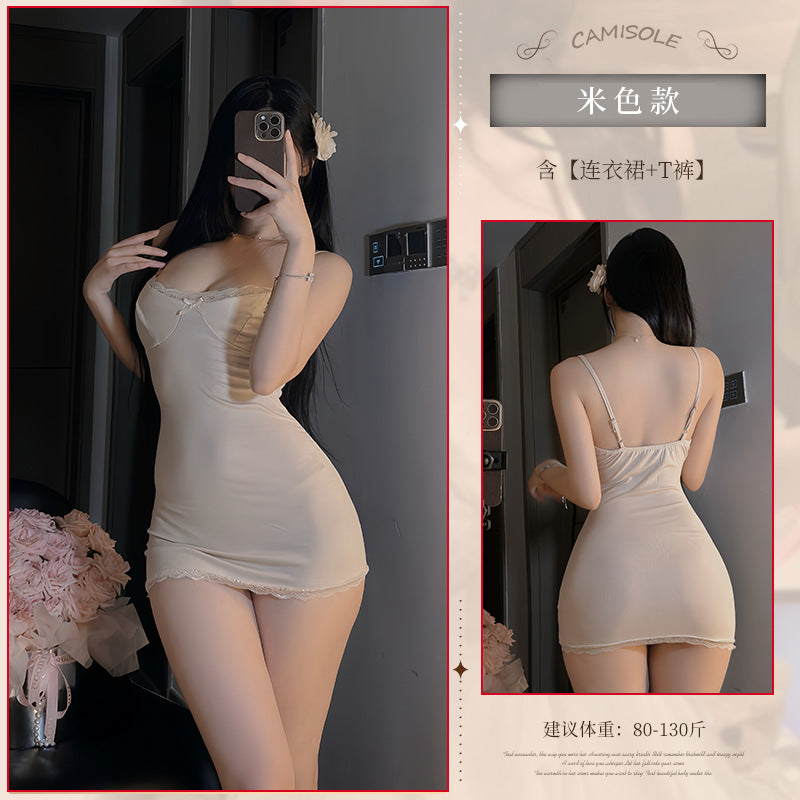 BS2106-性感內衣純欲辣妹蕾絲花邊女睡裙情趣內衣性感深v露胸包臀制服睡衣套裝睡裙