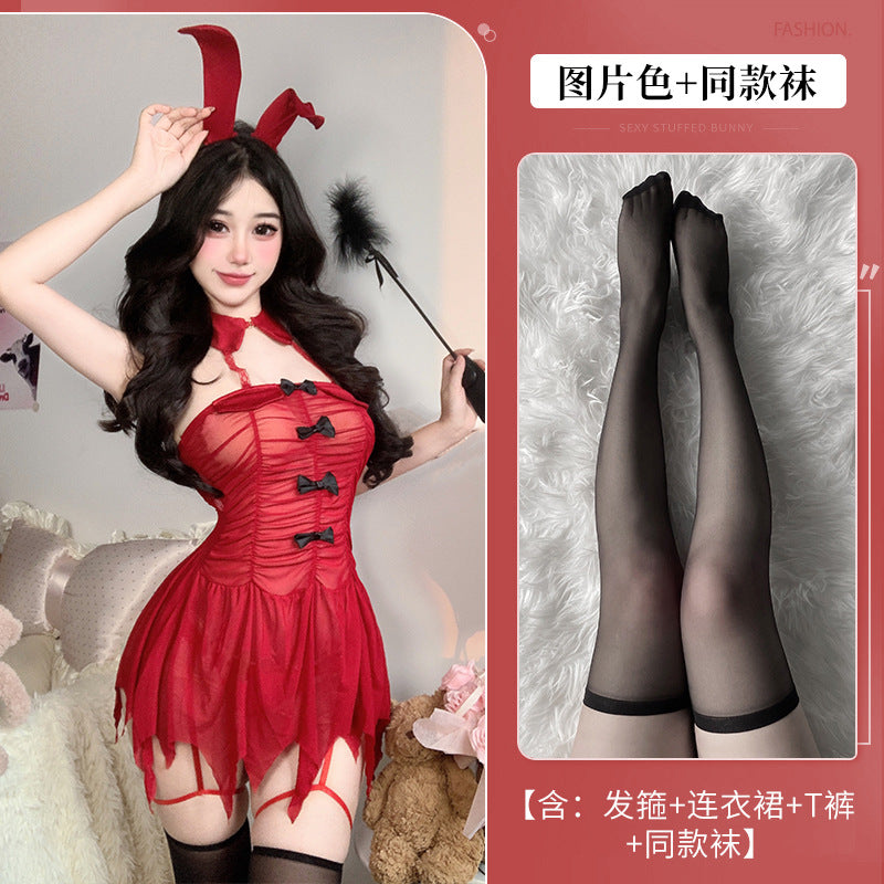 BT2962-性感情趣內衣純欲吊帶睡裙清透純欲風誘惑網紗睡衣免脫睡裙睡衣