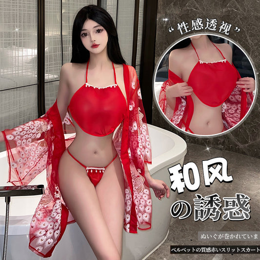 BT2885-性感內衣COSPLAY日式印花和服透視套裝激情趣內衣誘惑免脫女睡衣睡裙